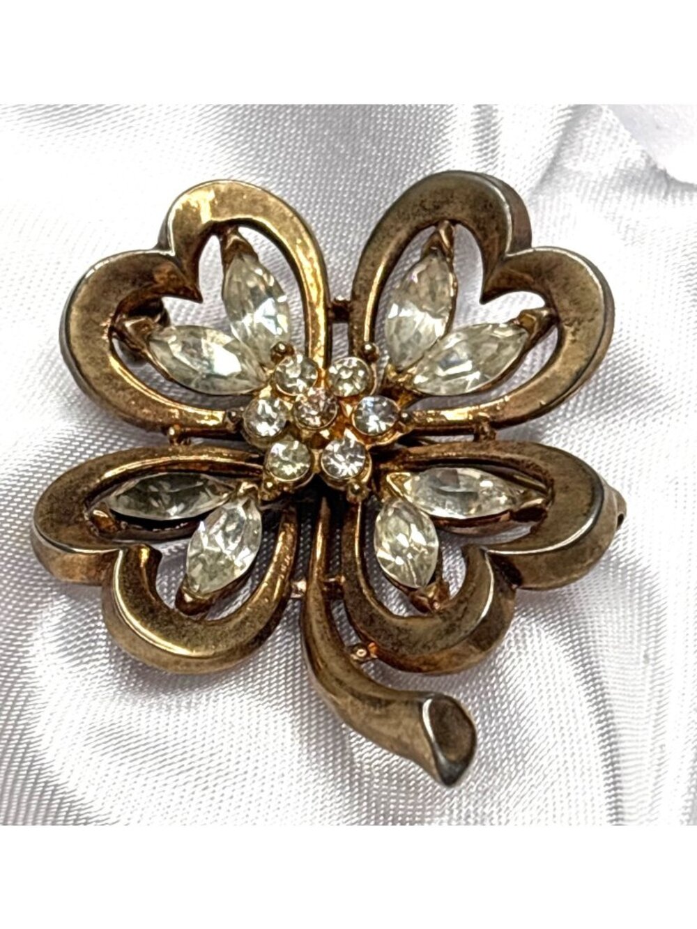 Crown Trifari Four Leaf Clover Pat. Pending Brooch | 1940 | Alfred Phillipe